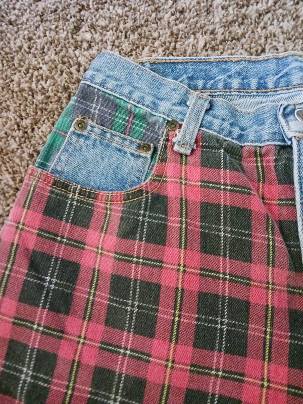ZENA Vintage 90's Women's plaid jean shorts 11/12 - Picture 10 of 11